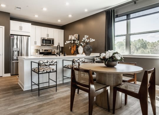 Fully Equipped Kitchens And Dining area at Nuvo Flats, Merrillville, IN, Indiana, 46410
