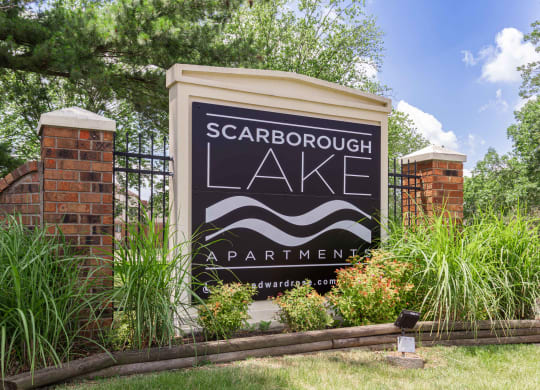 Entrance Sign at Scarborough Lake Apartments in Indianapolis, IN 46254