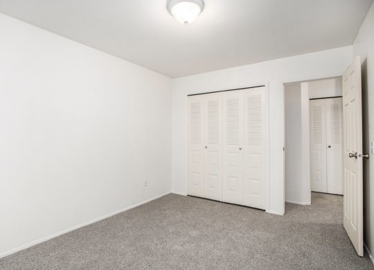 an empty bedroom with a large closet at Fairlane Apartments in Springfield, MI