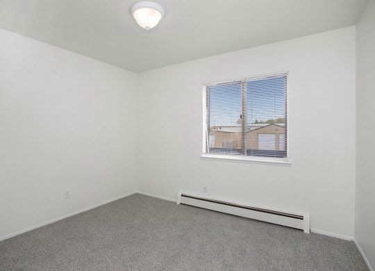 bedroom with a window and a carpeted floor at Fairlane Apartments in Springfield, MI