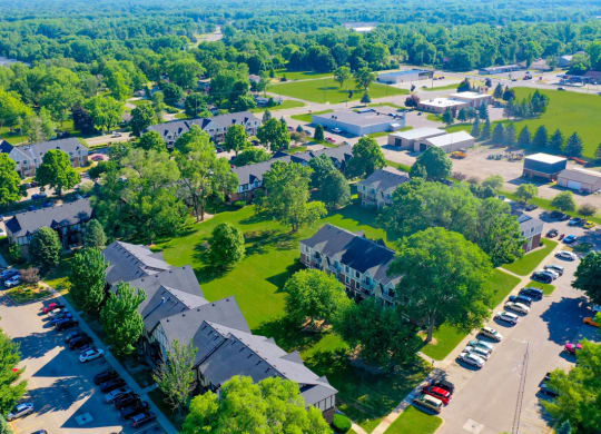 an aerial view of Fairlane Apartments, Springfield, MI, 49037