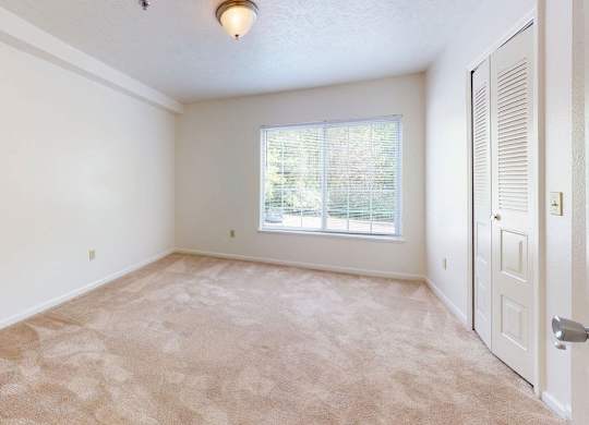 large bedroom with a window and a closet at Fieldstream Apartment Homes, Iowa
