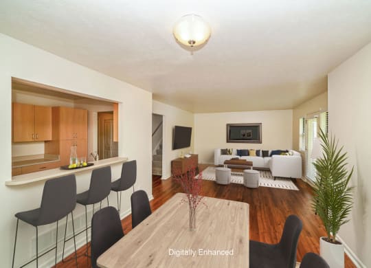 a view of the living room and dining room from the kitchen at Foxwood and The Hermitage, Portage