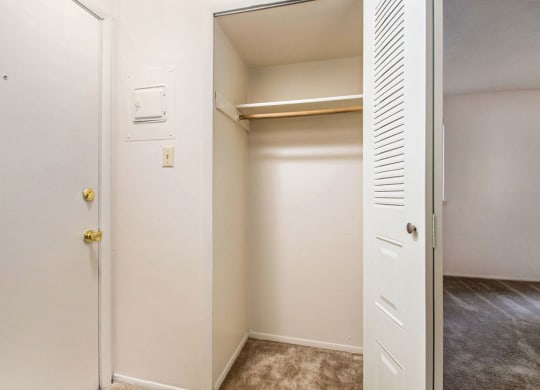 a walk in closet in a 555 waverly unit at Hickory Village Apartments, Mishawaka, IN