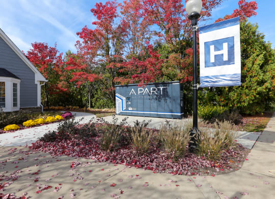 the entrance sign in front of a house
