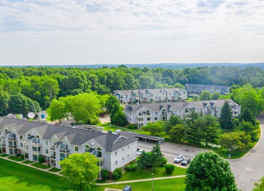 Aerial View Of The Community at Hurwich Farms Apartments, South Bend