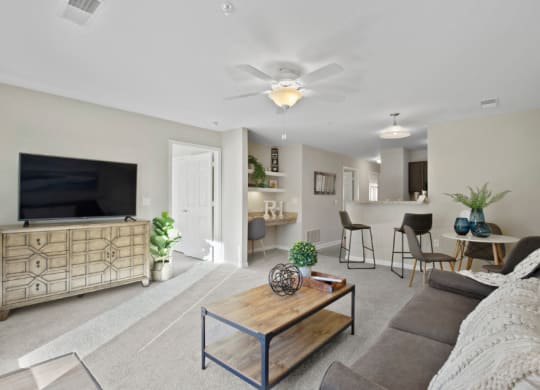 Huron Living Room at River Hills Apartments, Fond du Lac, WI