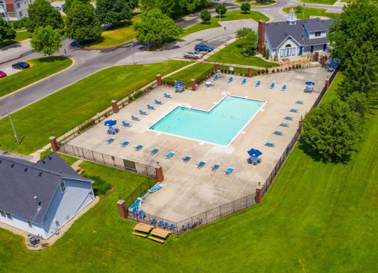 Aerial View Of The Swimming Pool at Indian Lakes Apartments, Indiana