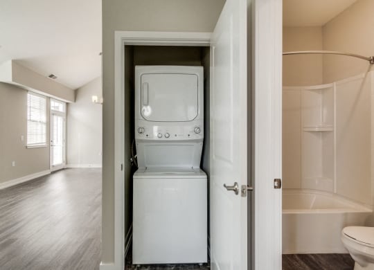 Stackable Washer & Dryer (Oak) at Village Place Apartments, Romeoville, 60446