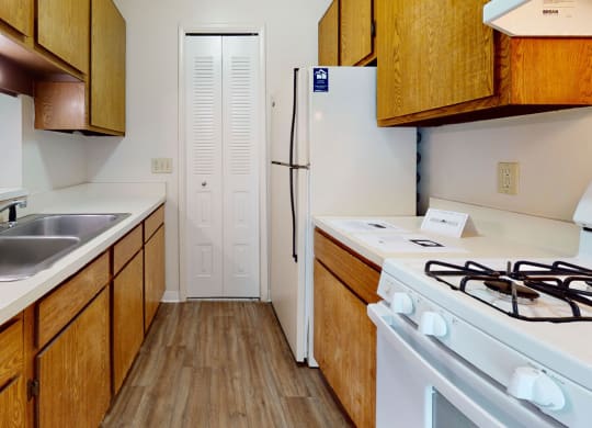 Two bedroom kitchen with a breakfast bar at Irish Hills Apartments, South Bend, Indiana