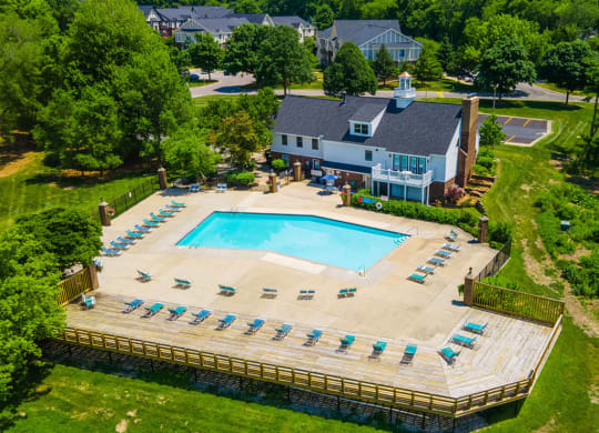 Aerial View Of The Swimming Pool at Irish Hills Apartments, South Bend, Indiana