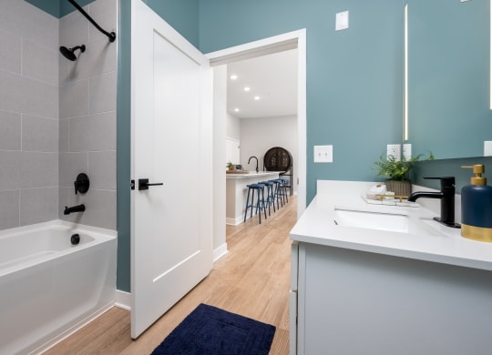 a bathroom with a bathtub and a sink  at Ironwood Flats, Brandon, 33511