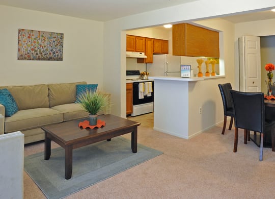 Living Room, Kitchen and Dining Area at LakePointe Apartments, Ohio, 45103