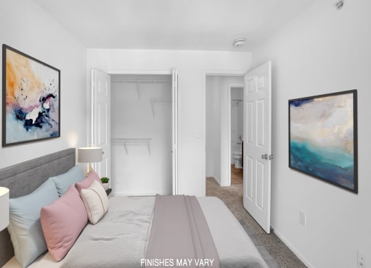 Tulip Layout Model Bedroom at LakePointe Apartments, 45103