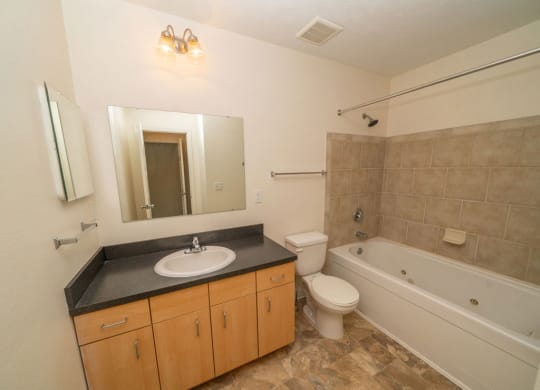 Bathroom With Jet Bathtub at Lynbrook Apartment Homes and Townhomes, Elkhorn, NE, 68022