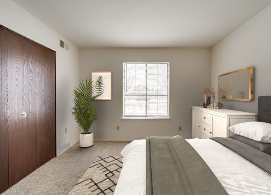 Magnolia Layout Model Bedroom at Fox Pointe Apartments, IL 61244