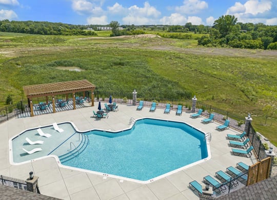 Aerial View of Resort-Style Pool at Meadowbrooke Apartments Homes in Grand Rapids, MI