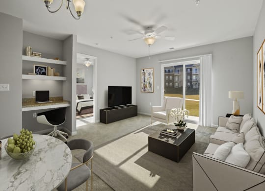 Michigan Living Room at River Hills Apartments, Fond du Lac