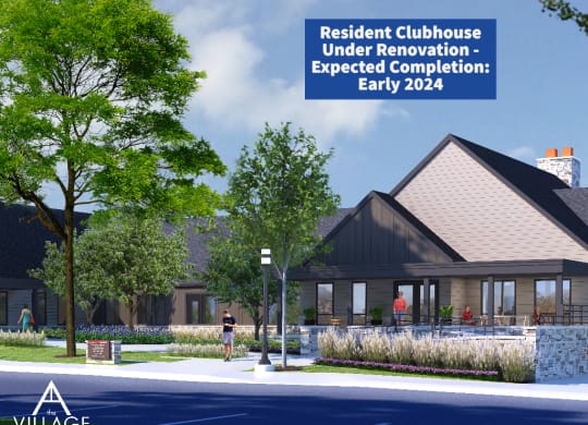 a rendering of the resident clubhouse under renovation expected completion in early 2024 at the residences at the