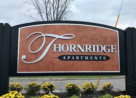 Entrance Sign at Thornridge Apartments, Michigan