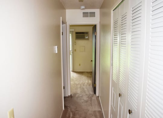 Hallway With Closets at Newport Village Apartments, Portage, Michigan