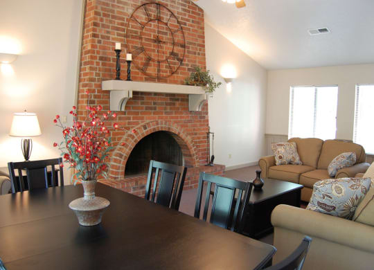 Clubhouse Fireplace at Old Farm Apartments, Elkhart, IN, 46517