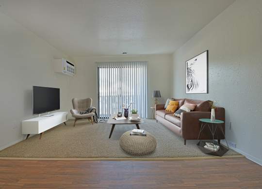 Timberland Living Room Model at Woodland Place Apartments, Michigan 48640