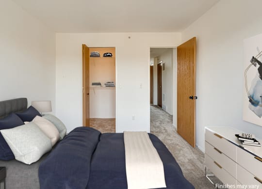 Peony Layout Bedroom at The Harbours Apartments, near Novi, MI