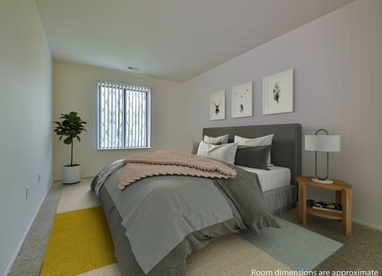Bedroom With Expansive Windows at Perry Place Apartments, Grand Blanc, 48439
