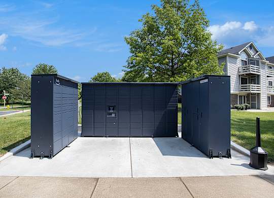 Amazon Hub package lockers at Pine Knoll Apartments, Michigan, 49014