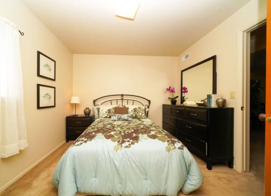 Live in cozy bedrooms at Pine Knoll Apartments, Battle Creek, Michigan