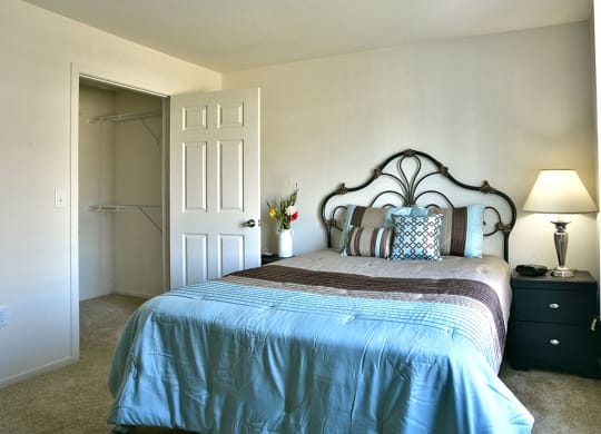 Bedroom with Walk-In Closet at Prairie Lakes Apartments, Peoria, IL, 61615