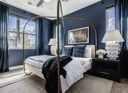 Comfortable Bedroom With Large Window at Upper Vue Flats, Ohio, 43016