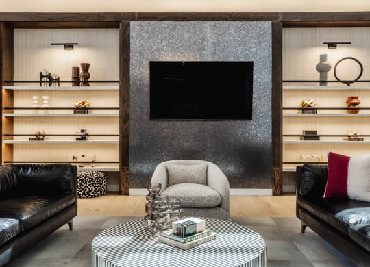 Lobby area with a couch and television at Upper Vue Flats, Ohio
