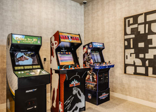 Group of arcade games at Upper Vue Flats, Dublin, Ohio