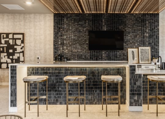 Lobby with a bar counter and television at Upper Vue Flats, Dublin, OH, 43016