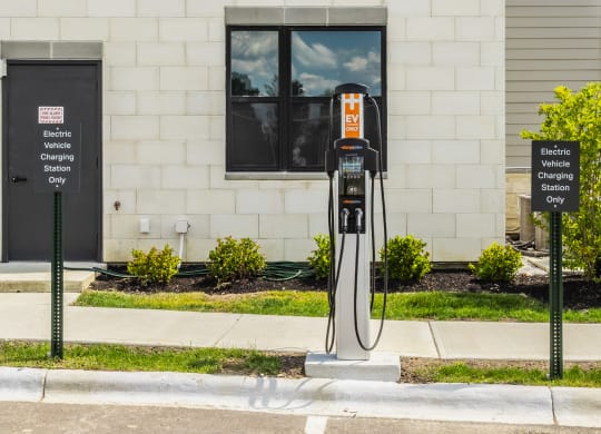 Electric charging station at Upper Vue Flats, Dublin, Ohio