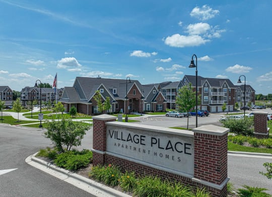 a view of village place apartments from the street  at Village Place Apartments, Romeoville, 60446