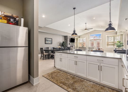 modern community room kitchen  at Signature Pointe Apartment Homes, Athens