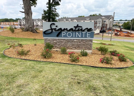 Entrance sign at Signature Pointe Apartment Homes, Athens, AL