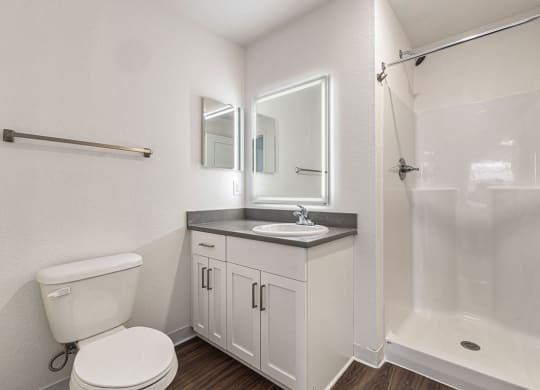 a bathroom with a sink toilet and a shower at Stoney Pointe Apartment Homes, Wichita, KS, 67226