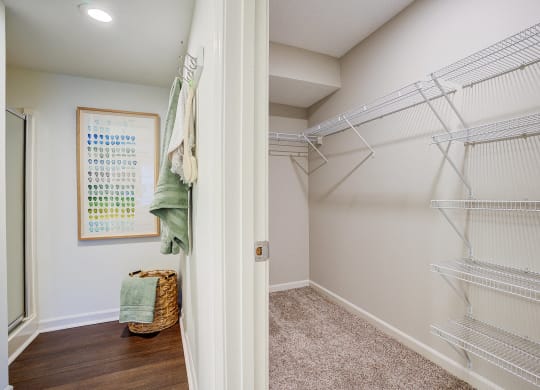 Walk in closet at Sunscape Apartments, Roanoke