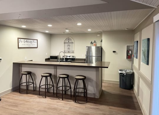 Community Building Kitchen with Stainless Steel Appliances at Tanglewood Apartments, Oak Creek, Wisconsin