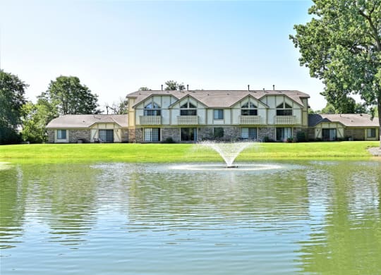 Pond with Fountain at Tanglewood Apartments, Wisconsin, 53154