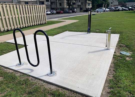 A bike maintenance station at Tanglewood Apartments, Oak Creek, WI