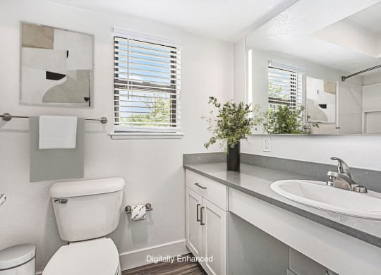bathroom with a window at The Crossings Apartments, Michigan, 49508