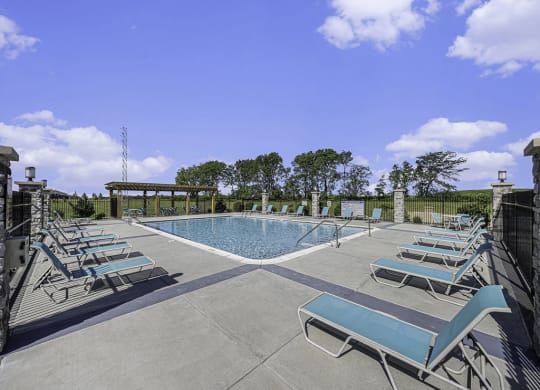 Resort style Pool with Pergola at Trade Winds Apartment Homes in Elkhorn, NE