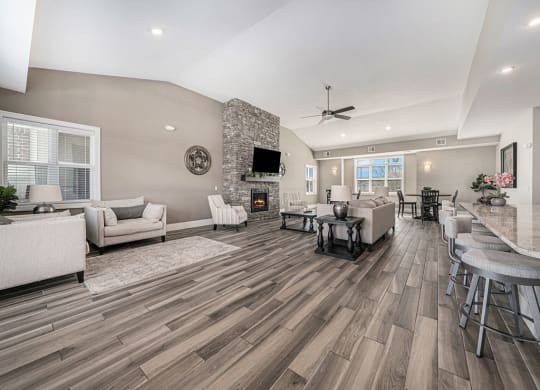 Fireplace Wall in Community Building at Trade Winds Apartment Homes in Elkhorn, NE