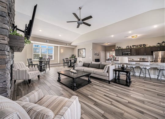 Comfortable Seating Areas at Community Building for Trade Winds Apartment Homes in Elkhorn, NE 68022