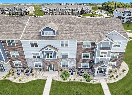 an aerial view of buildings at Trade Winds Apartment Homes in Elkhorn, NE 68022